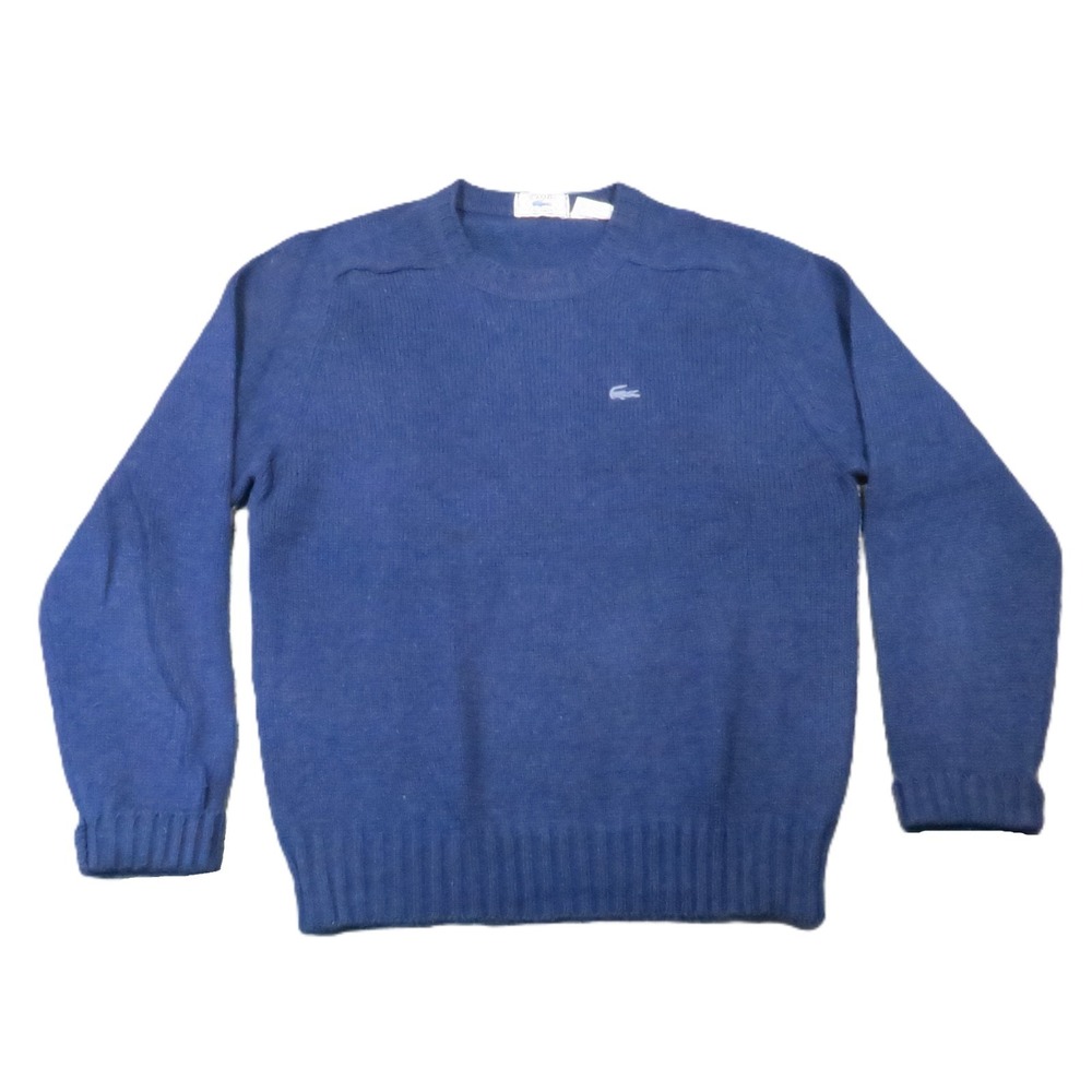 Izod Lacoste Vintage Crewneck Sweater Men L Blue Wool Blend Knit Pullover Preppy